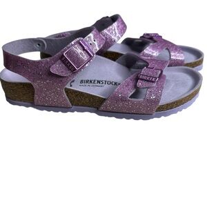 NIB Birkenstock Kids Rio Cosmic Sparkle Lavender Sandals. Size EU 34. Narrow